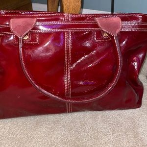 Red pleather shoulder bag